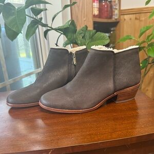 SAM EDELMAN brown leather sherpa lined ankle boots SIZE 7.5